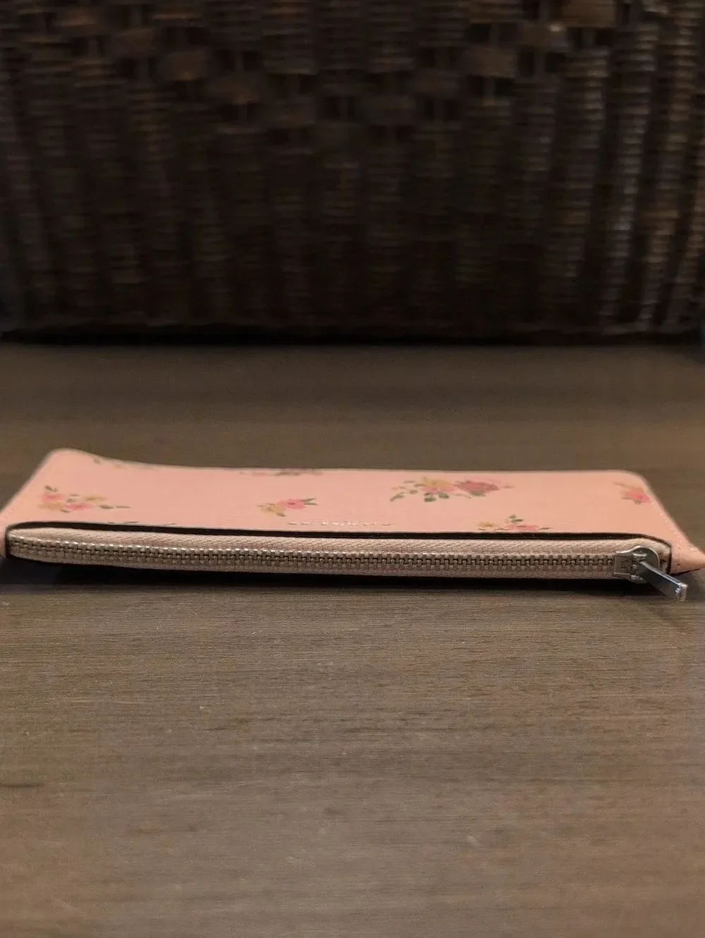COACH Pink Daisy Bundle Print Slim Skinny Wallet Floral Zip Credit Card Case
